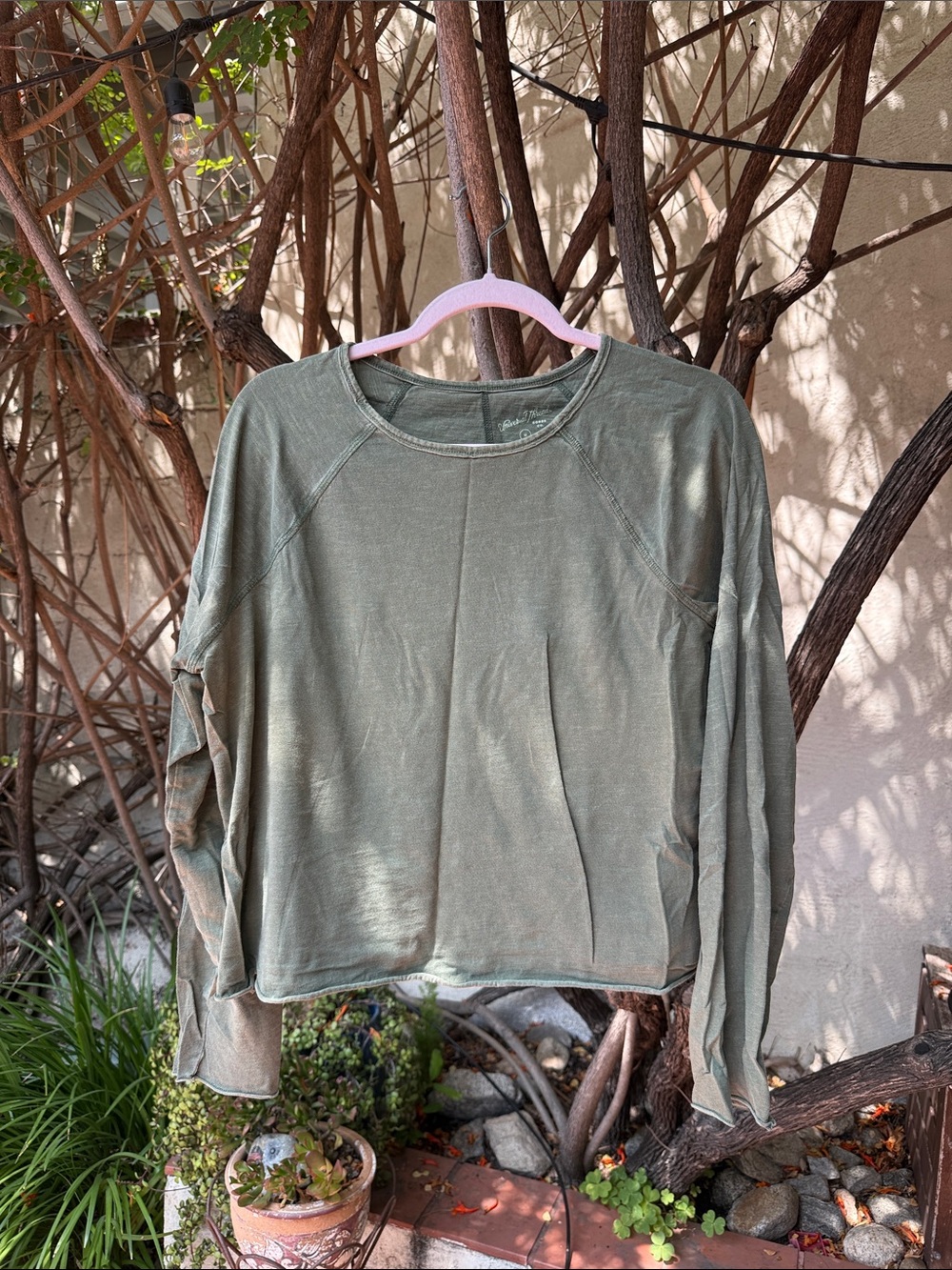 Washed Olive Long-Sleeve Women’s Top